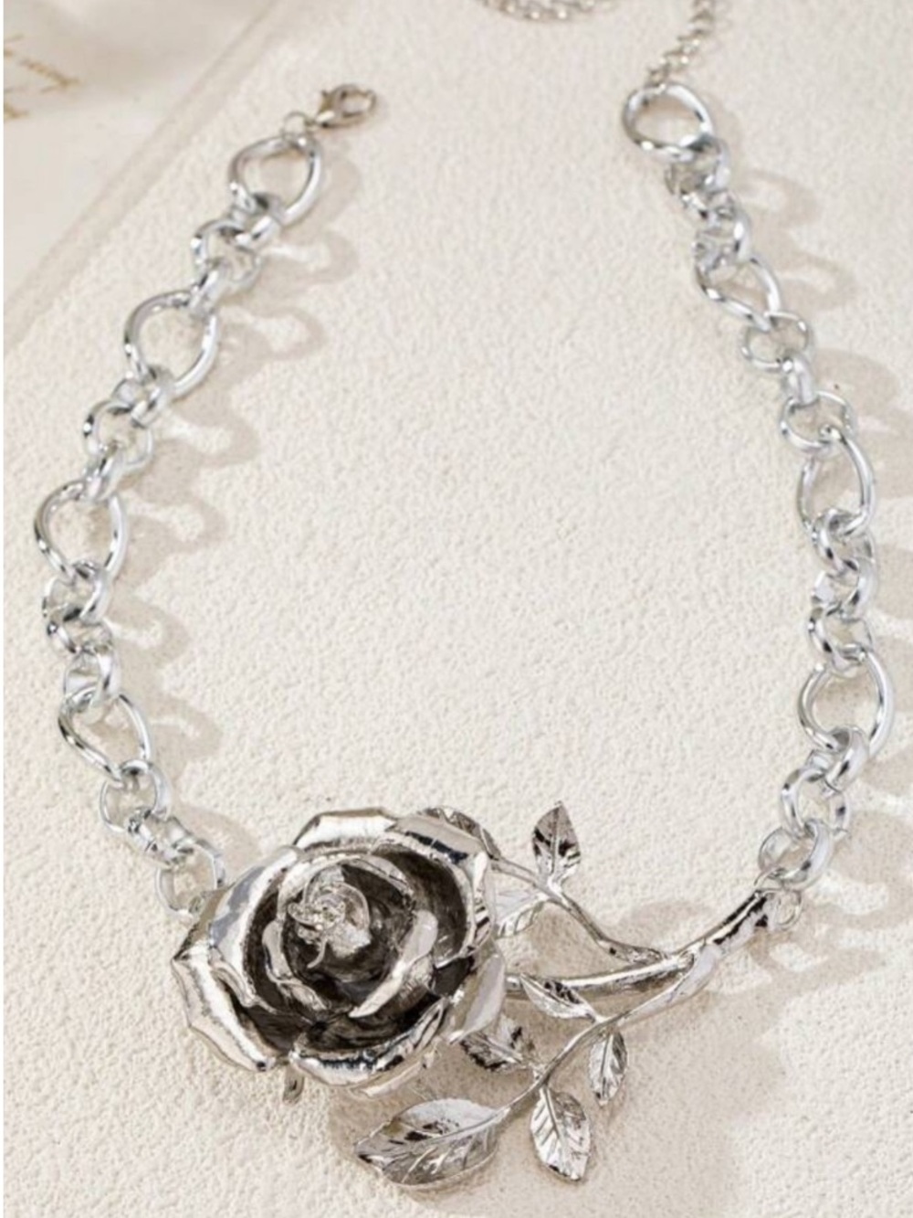 Vintage Silver Rose Heirloom Chain Necklace - Picture 3 of 4